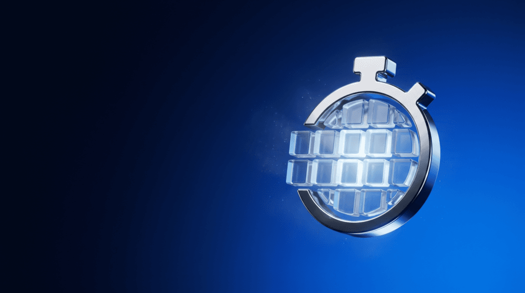 YouTube channel audit five-second glance test shown as a magnifying glass over a channel banner on deep navy
