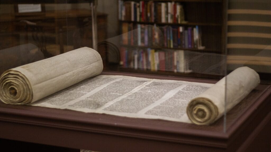 Ancient papyrus scroll representing the AI-deciphered Herculaneum text