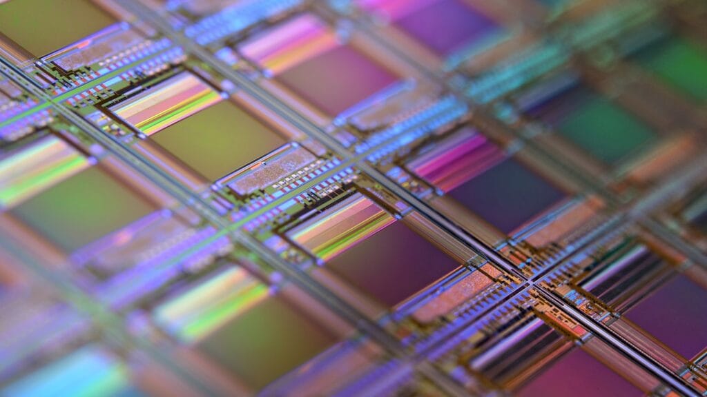 Silicon wafer representing Anthropic’s custom AI chip talks with Samsung