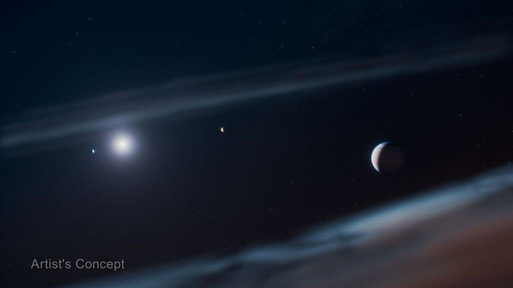 Artist concept of Beta Pictoris system with planet Beta Pictoris d