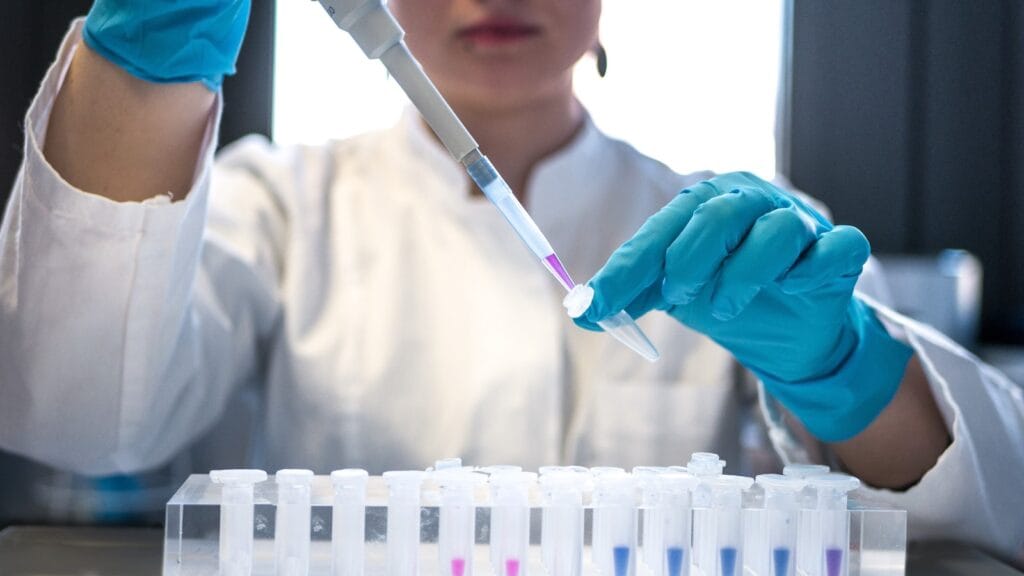 Scientist working in a materials research laboratory