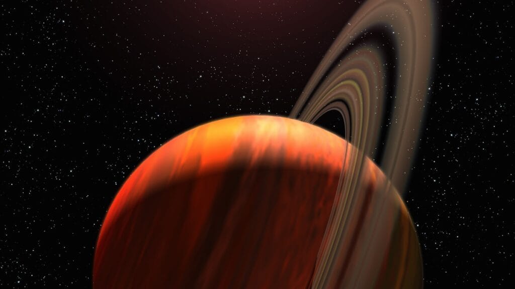An artist impression of a rocky exoplanet in space