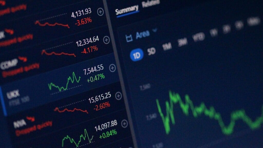 Financial market data on a screen