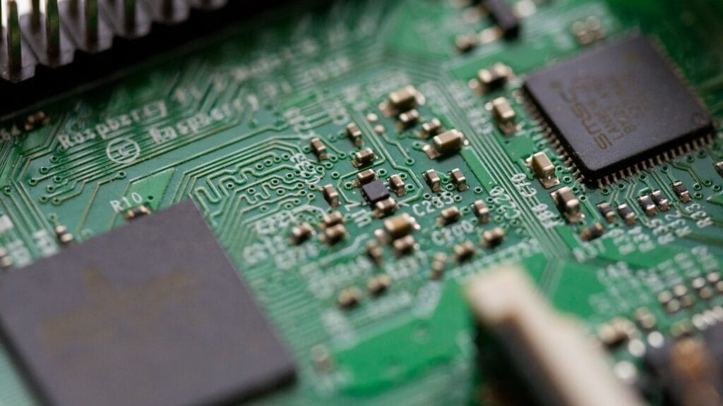 High-bandwidth memory chips representing SK Hynix and its record Nasdaq listing