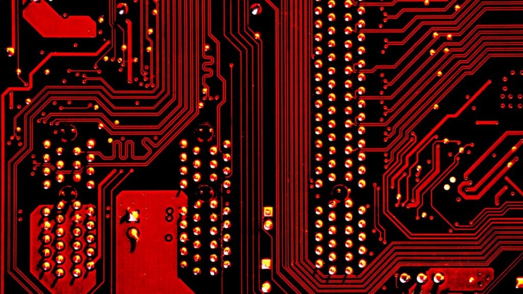 A close-up of a computer chip representing ZML’s multi-chip AI inference server