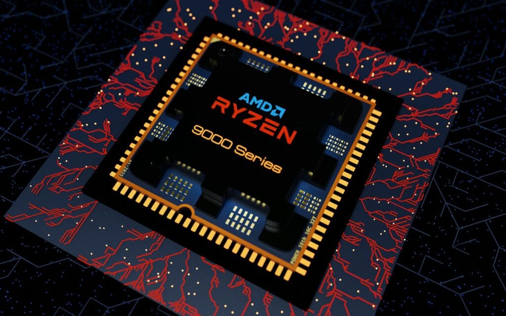 An AMD processor mounted on a circuit board